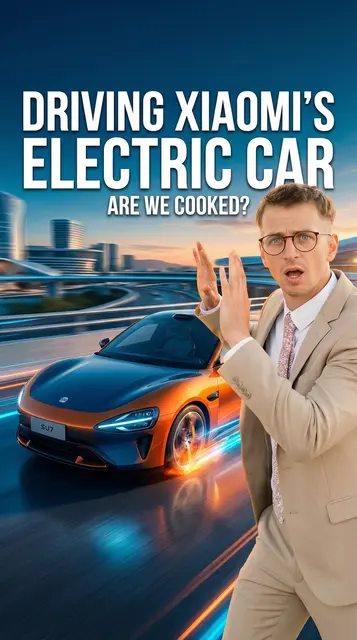 AI-generated thumbnail: creator with an electric car