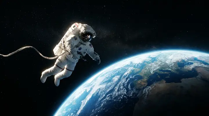 AI-generated thumbnail: astronaut floating above Earth